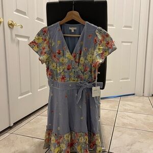 Floral Wrap Dress in Blue by [Brand]